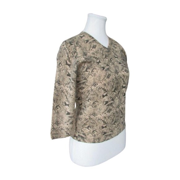 Vintage Oscar de la Renta Snakeskin Print Wool Sweater - Picture 3 of 6